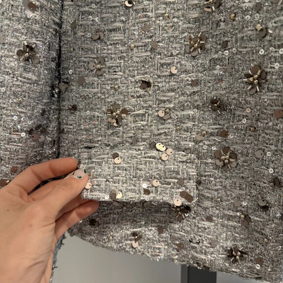 Zara ZW Collection Sequin Jacket Silver L NEW SS24 2885/152 - Picture 11 of 12